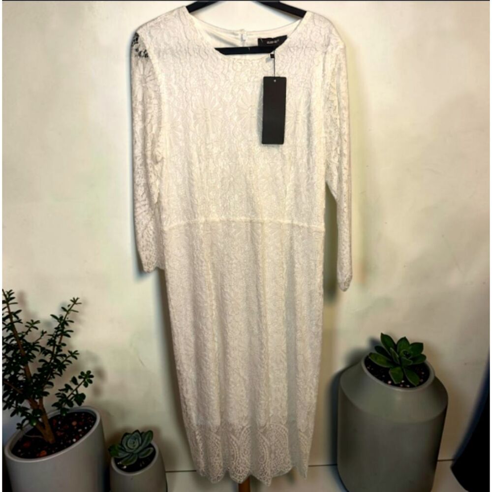Women’s Elegant Floral Lace Cocktail Dress in White